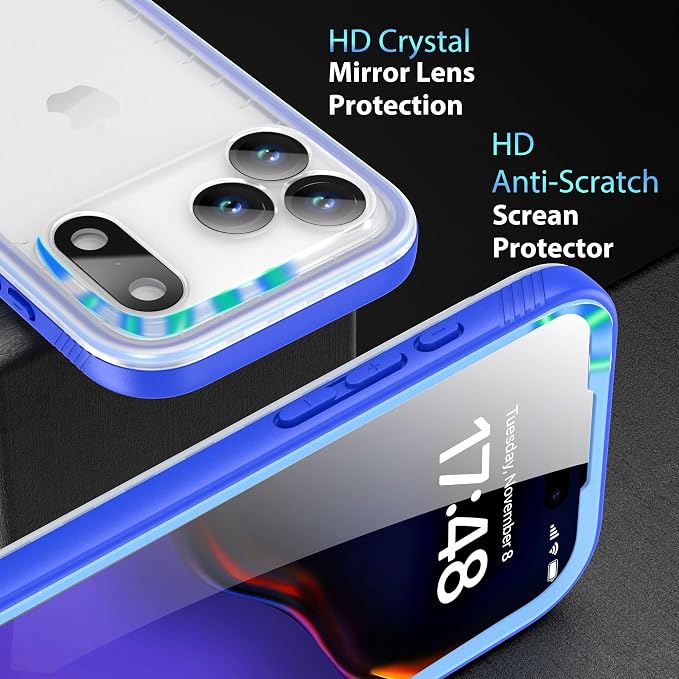 SPORTLINK for iPhone 17 Pro Case - IP68 Waterproof Military Protective Full Body Heavy Duty Shockproof 360 Sealed Dustproof with Camera Screen Protector Phone Cover for iPhone 17 Pro 6.3" Blue