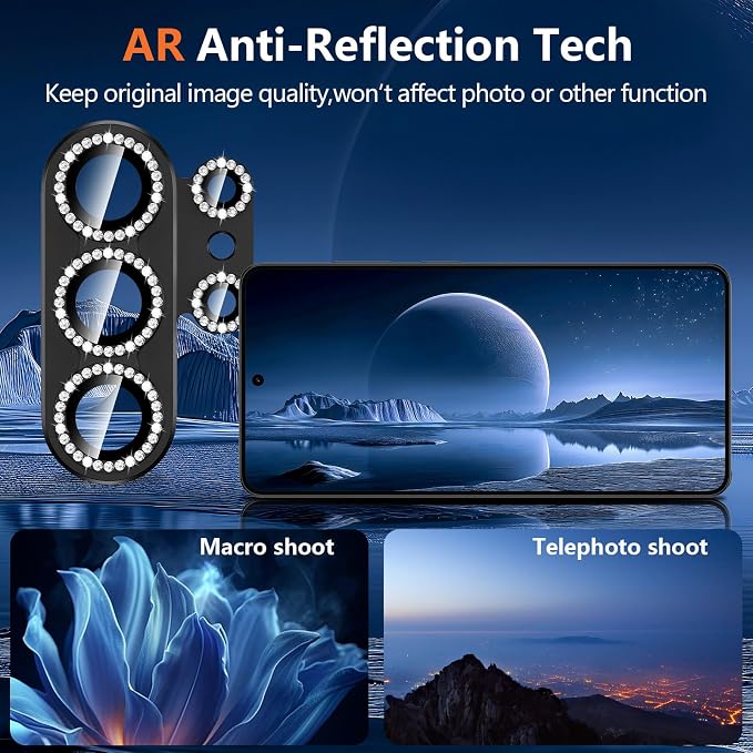 for Samsung Galaxy S26 Ultra Camera Lens Protector, Electroplated Matte Back with 9H Tempered Glass Lens Protector, [Strong Adsorption] [Case-Friendly] Metal Ring HD Lens Cover, Black Diamond