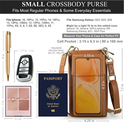 BULL GUARD Crossbody Leather Wallet Phone Purse, Anti Theft and RFID Blocking, Elegant Design for Travel