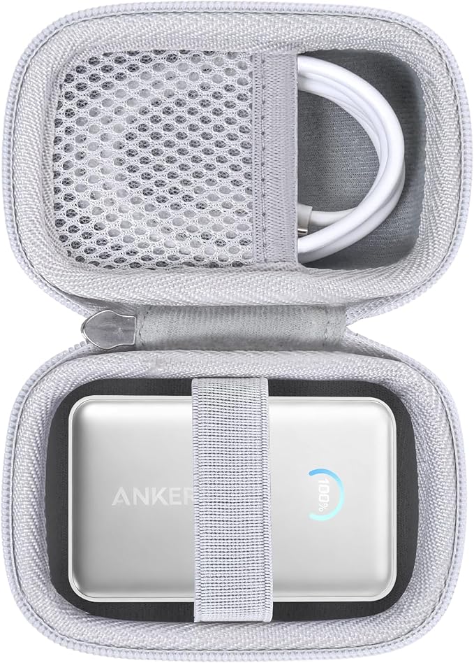 khanka Hard Case for Anker Nano 10000mAh 45W/A1665/A1664 Power Bank,White | EVA Hard Shell, Easy Carry Handle, Secure Custom Fit for Anker Nano Power Bank, 10,000mAh Portable Charger, Case Only