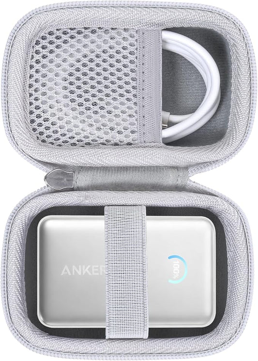 khanka Hard Case for Anker Nano 10000mAh 45W/A1665/A1664 Power Bank,White | EVA Hard Shell, Easy Carry Handle, Secure Custom Fit for Anker Nano Power Bank, 10,000mAh Portable Charger, Case Only