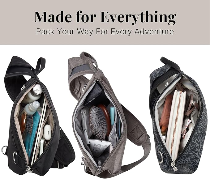Baggallini Medium Sling Backpack - 9"x11" Lightweight Sling Bag with Convertible Adjustable Shoulder Strap