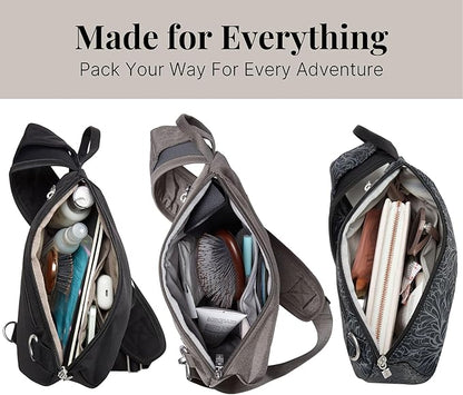 Baggallini Medium Sling Backpack - 9"x11" Lightweight Sling Bag with Convertible Adjustable Shoulder Strap