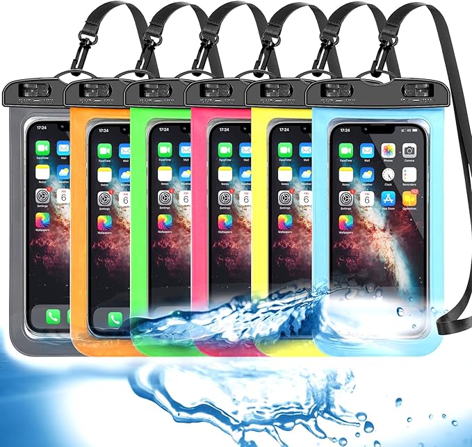Famoby Up to 7.5" 6 Pack Multicolor Universal Waterproof Phone Pouch, Phone Waterproof Case Dry Bag,Protection Level: IP68,Outdoor Sports for Apple iPhone,Samsung,and More