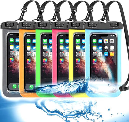 Famoby Up to 7.5" 6 Pack Multicolor Universal Waterproof Phone Pouch, Phone Waterproof Case Dry Bag,Protection Level: IP68,Outdoor Sports for Apple iPhone,Samsung,and More