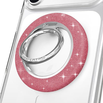 VELVET CAVIAR Compatible with MagSafe Phone Grip 2.0 | Cute Magnetic Ring Holder | Finger Loop Kickstand | Pop On Accessory for iPhone 17, 16, 15, 14, 13, 12 | Pink Stardust Glitter