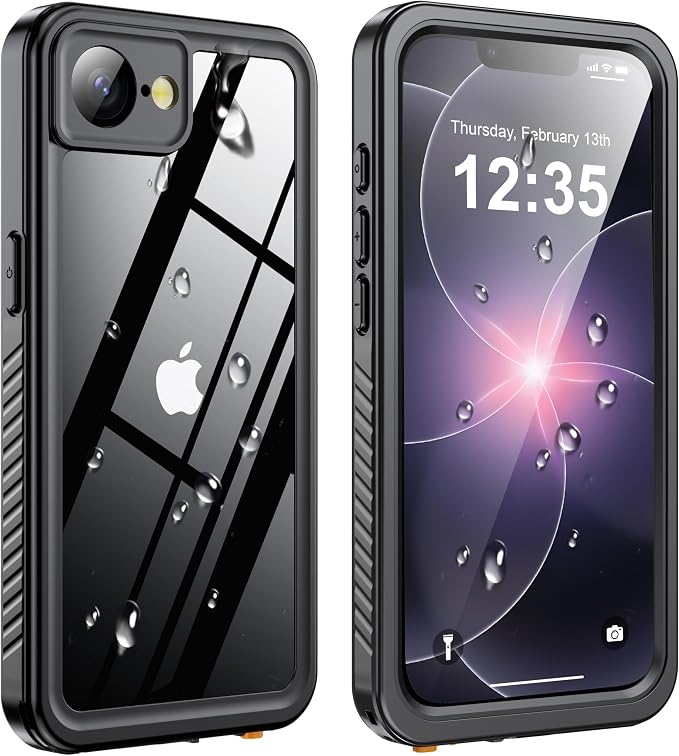 ANTSHARE for iPhone 17E/16E Case IP68 Waterproof, with Built-in Lens/Screen Protector, Military Drop Protection, Shockproof Rugged Phone Case for Swimming/Outdoor (6.1", Black/Clear)