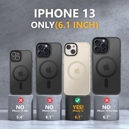 MOCCA Strong Magnetic for iPhone 13 Case, [Compatible with Magsafe][Screen Protector+Camera Lens Protector] Translucent Matte Back Slim Shockproof Case for iPhone 13 Phone Case 6.1", Light Gold