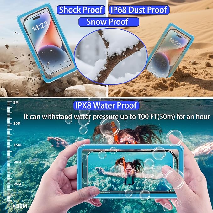 Waterproof Phone Pouch 7.5'',Cruise Essentials IPX8 Waterproof Floating Phone Case/Bag with Lanyard for Snorkeling with Unterwater Touch/Photo for iPhone 17/16/15/14 Pro Max Samsung Galaxy S25 Ultra