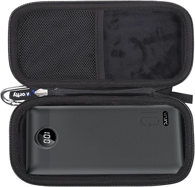 Case for VRURC/VEGER/FOCHEW/Charmast/citicr/GKUTW Portable Charger with Built-in Cables & AC Wall Plug 10000/12000/13800mAh Power Bank - Hard Protective Travel Carrying Storage Bag (Grey)