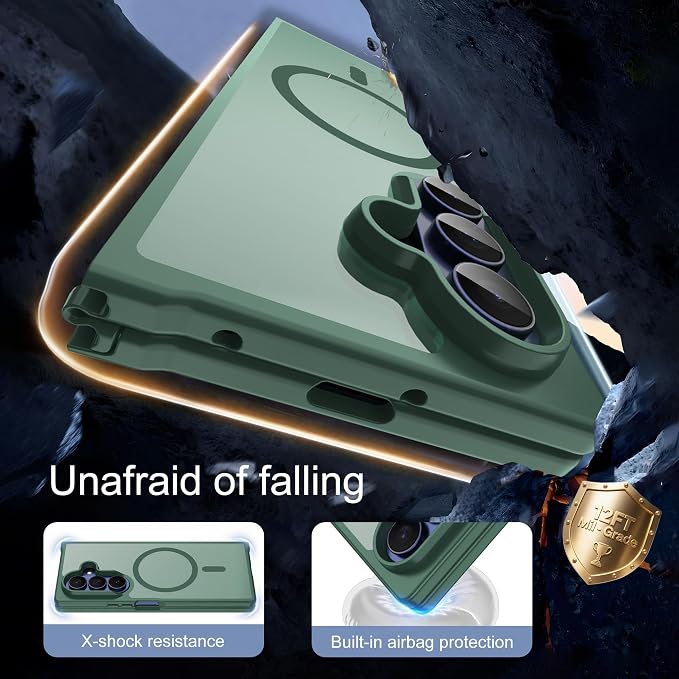 Pilaru for Samsung Galaxy Z Fold 7 case [Compatible with Magsafe] Translucent Matte Magnetic Phone Case,Slim Thin Duty Shockproof Protection Z Fold 7 Cover -Dark Green