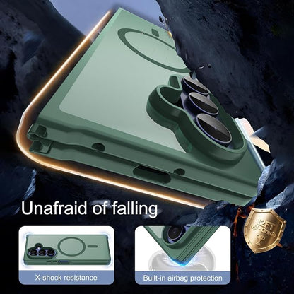 Pilaru for Samsung Galaxy Z Fold 7 case [Compatible with Magsafe] Translucent Matte Magnetic Phone Case,Slim Thin Duty Shockproof Protection Z Fold 7 Cover -Dark Green