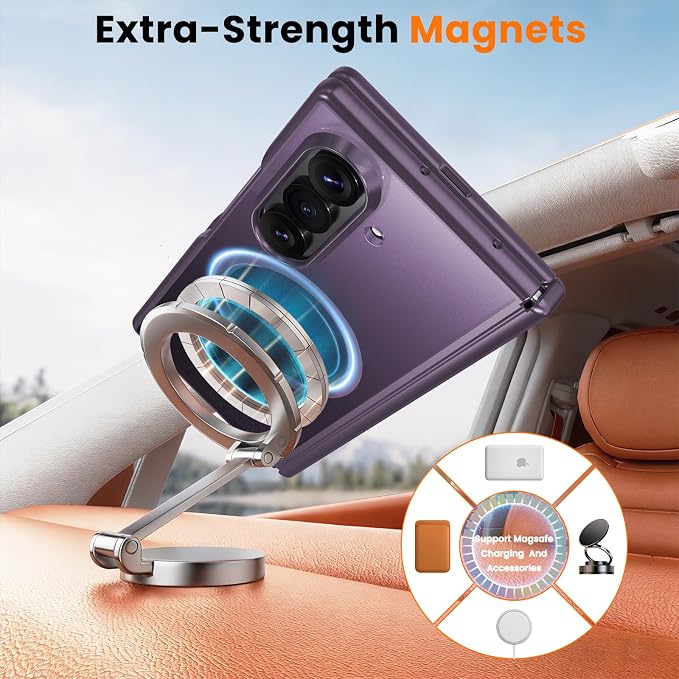 WRJ Magnetic for Samsung Galaxy Z Fold 8 Ultra Case,Dark Purple | Fit for Magsafe,Buit-in Screen Protector,Full Hinge Protection,Military Grade Drop Protection,Slim Shockproof Phone Case