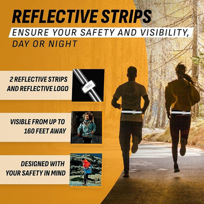 Slim Running Belt for Women and Men, Waterproof Phone Holder for Running, Reflective 2-Pocket Waist Pack for Storing Runner’s Essentials Safely, Runner’s Fanny Pack, Money Belt Fits Most Phones