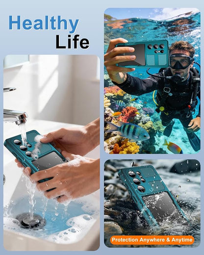 for Samsung Galaxy S23 Ultra Waterproof Case, [IP68 Water Proof] [Built-in Screen Protector], Magnetic Heavy Duty Military Grade Rugged Phone Case for S 23 Ultra 6.8", Teal