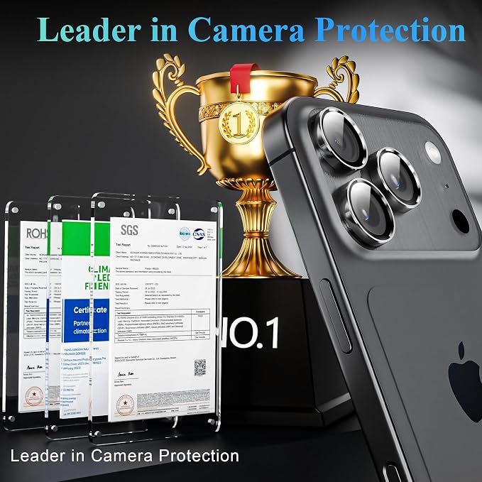 YWXTW Camera Lens Protector for iPhone 17 Pro/iPhone 17 Pro Max, [1 Step Installation Tray] Tempered Glass Screen Protector Metal Individual Camera Cover Accessories Case Friendly (Grey-2Pack)