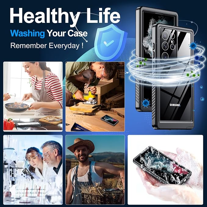MOZOTER for Samsung Galaxy S22 Ultra Case Waterproof,[IPX8 Underwater Case][Full Body Shockproof & Military Dropproof]Clear Sound Quality Built-in Screen Protector for Samsung S22 Ultra 6.8 inch-Black
