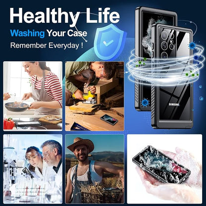 MOZOTER for Samsung Galaxy S22 Ultra Case Waterproof,[IPX8 Underwater Case][Full Body Shockproof & Military Dropproof]Clear Sound Quality Built-in Screen Protector for Samsung S22 Ultra 6.8 inch-Black