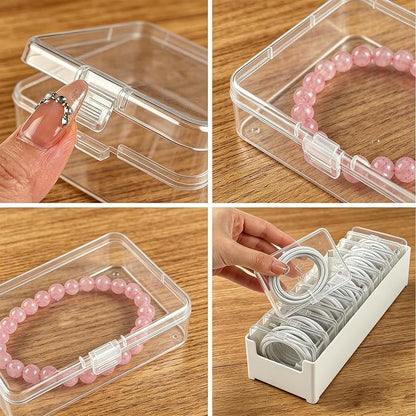 2 Pack Cable Organizer Box with 22 Mini Boxes, Clear Cord Storage Case