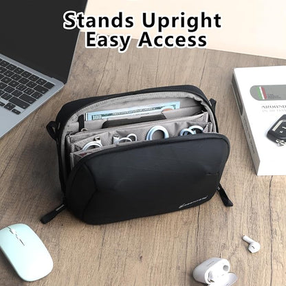 Besnfoto Electronic Organizer Travel Accessory Tech Pouch Waterproof Carrying Case for Accessories Charger, Adapter, Cables, Power Bank with Removalbe Shoulder Strap