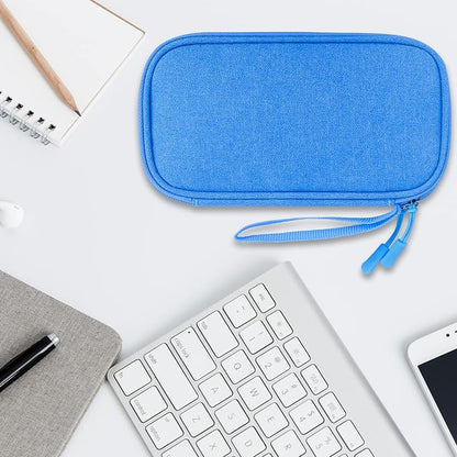 Lacdo Electronic Organizer, Travel Cable Organizer Bag Pouch Tech Electronic Accessories Carry Case Portable Double Layer Charger Case for Cable, Cord, Charger, Phone, Earphone, Power Bank, Azure Blue