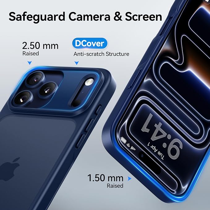 CASEKOO Armor Shockproof Designed for iPhone 17 Pro Max Case [16FT Military Grade Protection] Matte Finish Protective Phone Case Anti-Fingerprint Thin Slim Hard Cover for iPhone 17 Pro Max - Deep Blue
