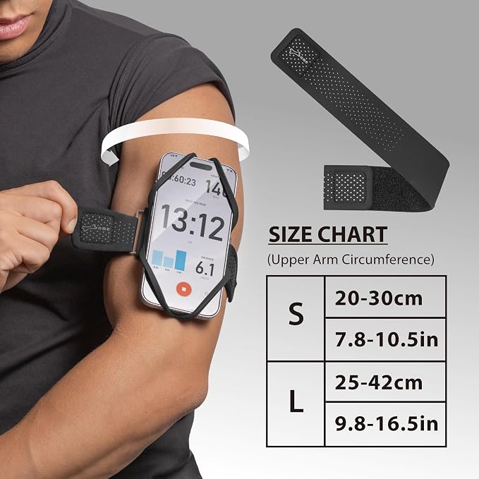 BONE Run Tie 3, Running Phone Armband, Skin-Friendly Silicone Sport Armband with Dual Layer Structure for Heat-Dissipation, Workout Phone Holder for iPhone and 4-7"-7.2" Smartphones (2-Size Combo)