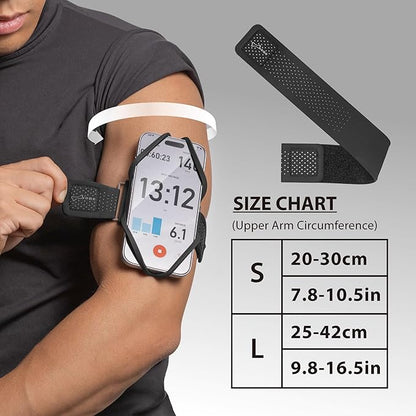 BONE Run Tie 3, Running Phone Armband, Skin-Friendly Silicone Sport Armband with Dual Layer Structure for Heat-Dissipation, Workout Phone Holder for iPhone and 4-7"-7.2" Smartphones (Size L)