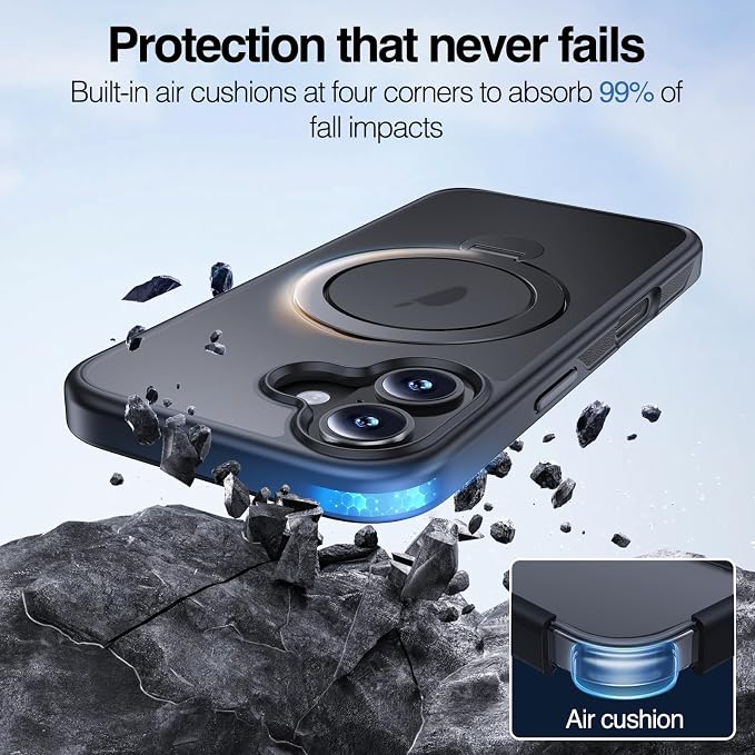 Anqrp 360° All-in-ONE Stand Case for iPhone 17 Case with Rotatable Magnetic Kickstand Ring Holder, Compatible with Mag-Safe, MIL-Grade Shockproof iPhone Phone Case Cover 6.3 inch, Black