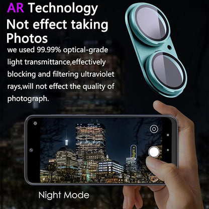 2 Pack Camera Lens Protector for iPhone 16/16 Plus,Metal AR Tempered Glass Rear Camera Screen Cover,Anti-Scratch,Strong Adsorption,Case Friendly, Easy to Install-Cyan
