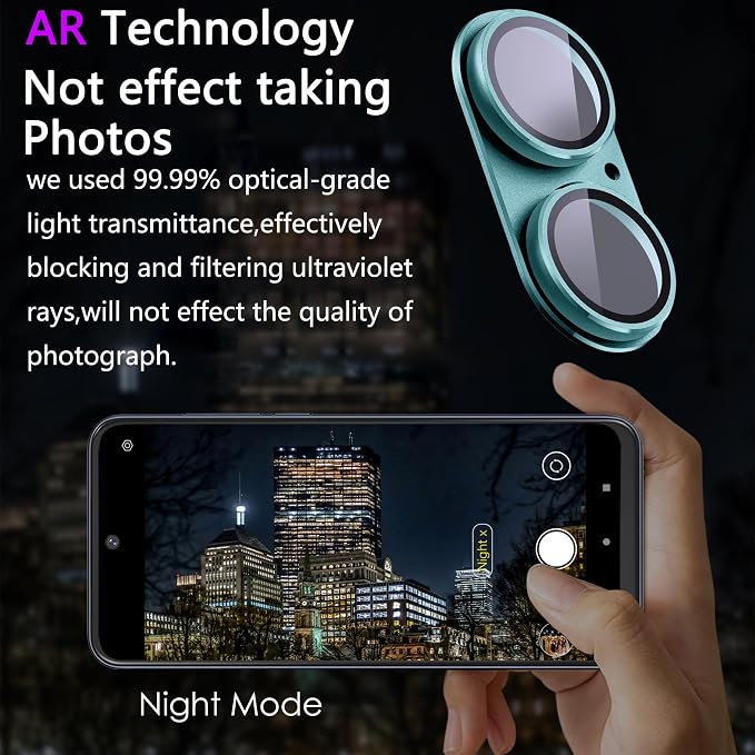 2 Pack Camera Lens Protector for iPhone 16/16 Plus,[Not Easy to Breakn ] AR Tempered Glass Strong Adsorption Metal Camera Cover Screen-Cyan