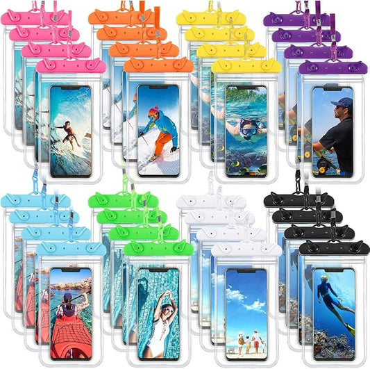 Weewooday 120 Pieces Waterproof Phone Pouch Bulk Universal Multicolor Cellphone Case Ipx8 Waterproof up to Smartphone 6.9 Inch for Cruise Gifts Beach Pool Party Outdoor Swimming Snorkeling