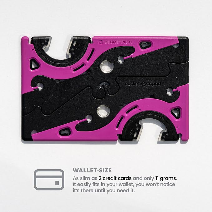 GEOMETRICAL Pocket Tripod PROv2 - Card-Size Stand, for iPhone, Thunder Pink Universal Kit