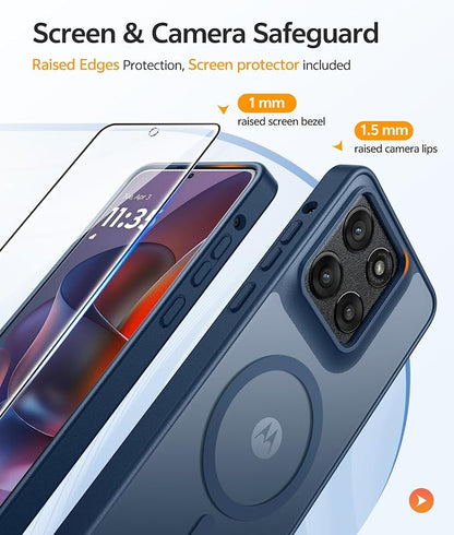 FNTCASE for Moto G Stylus 5G 2026 Case: Motorola G Stylus 2025 Case Magnetic Translucent Matte Shockproof Slim Phone Cover - Military Grade Drop Proof Anti-Fingerprint Protective Case (6.7 inch/Blue)