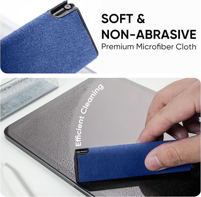 FLOLAB Clear Guard Screen Cleaner for iPhone, Mobile Phone, Laptop, Tablet, Spray and Microfiber Cloth All in one, Easy to Clean, Portable - Sapphire Blue