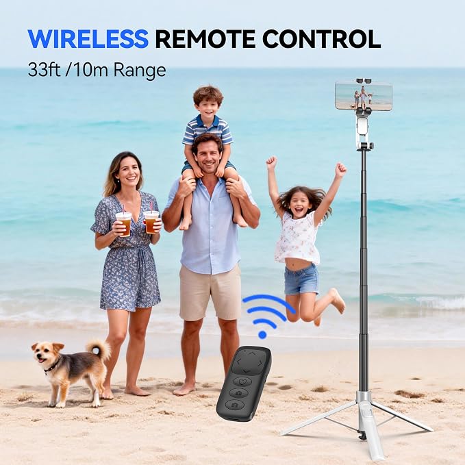 Auto Face Tracking Selfie Stick Tripod for iPhone with Light 360 Rotation That Follows Your Movement 70.9" Camera Tripod Stand with Remote for Content Creator Vlog Live Stream Video Recording