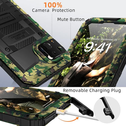 Mitywah Waterproof Case for iPhone 14, Heavy Duty Shockproof Case with Built-in Screen Protector, Full Body Underwater Protective Metal Case 6.1 inch, Camouflage