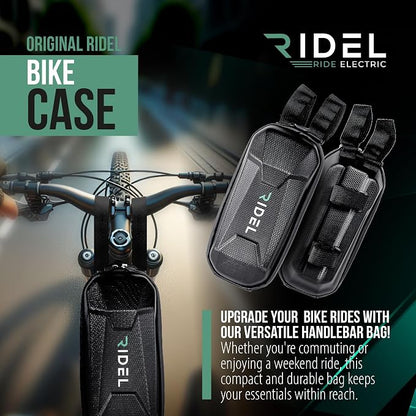 Ridel Bike Bag for Front Frame with Double Zippers - Water Resistant Handlebar Bag with 4 Adjustable Straps - Bike Bags for Bicycles Headtube Ideal for Storing Essentials Like Phone, Keys & Snacks