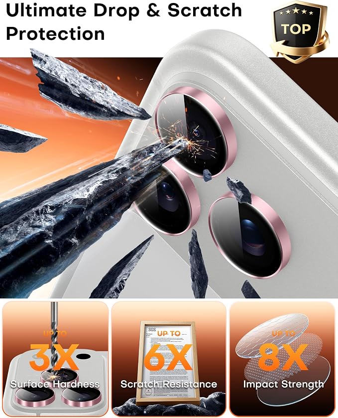 TOCOL Camera Lens Protector for iPhone 17 Pro Max/iPhone 17 Pro Tempered Glass HD Individual Scratch Resistant Camera Cover Accessories Case Friendly 2 Pack（Pink）