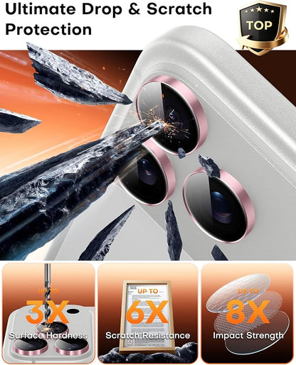 TOCOL Camera Lens Protector for iPhone 17 Pro Max/iPhone 17 Pro Tempered Glass HD Individual Scratch Resistant Camera Cover Accessories Case Friendly 2 Pack（Pink）