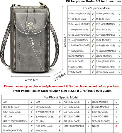 S-ZONE Women RFID Blocking Crossbody Cell Phone Purse Small Faux Leather Wallet Purse