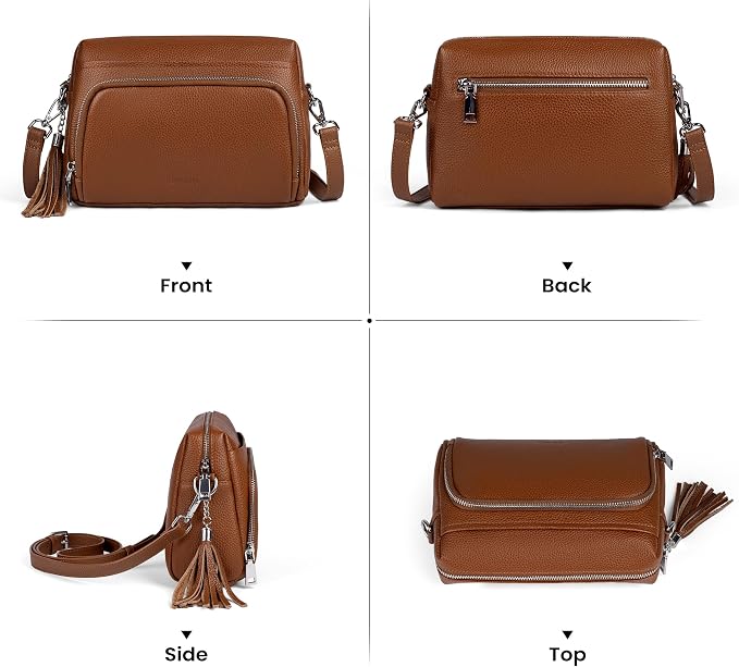befen Genuine Leather Crossbody Purses for Women Small Crossbody Bags Purse with Built in RFID Blocking Wallet