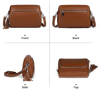 befen Genuine Leather Crossbody Purses for Women Small Crossbody Bags Purse with Built in RFID Blocking Wallet