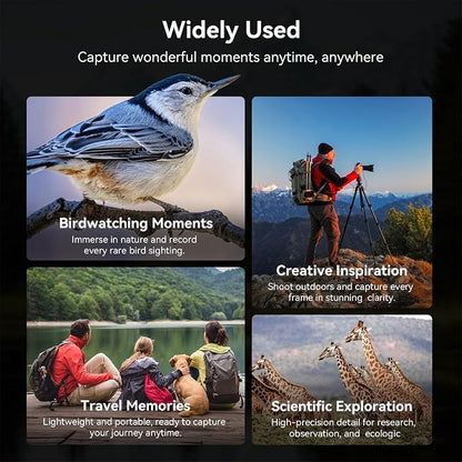 45X Wireless Digital Telephoto Lens, High Power HD Electronic Telephoto Phone Lens with 2.4G Wi-Fi App Connect, 1500mAh Battery for Birdwatching, Watch Concerts, Watch Match, Moon Viewing