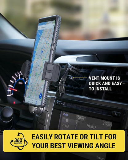 Scosche HVM2 Vent Phone Mount for Car, 360° Adjustable Cellphone Stand, Hands-Free Cell Phone Holder for Car Air Vent Compatible with iPhone 16/15/14/13/12 Series & Mobile Phones up to 3.5 inches