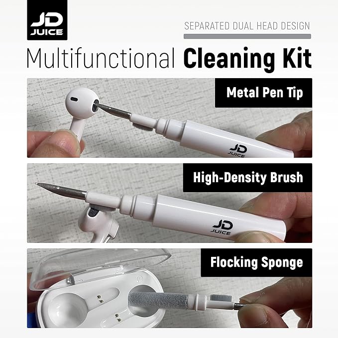 2 Pack - Airpod Cleaning Kit Earbud Cleaning Kit - Phone Cleaning Kit in-Ear Headphones Cleaning Pen Tool, Portable 3-in-1 Laptop Cleaning Kit Electronic Cleaner with a Sponge, Metal Pen Tip