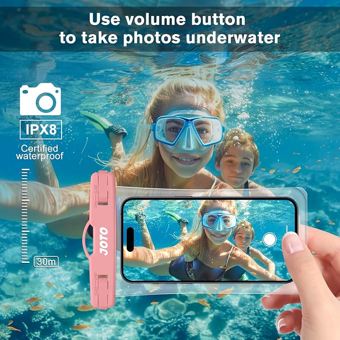 JOTO 2 Pack Waterproof Phone Pouch Case Up to 7", IPX8 Underwater Phone Case Cellphone Dry Bag for iPhone 17/Air 16 15 14 13 12 Pro Max Xs Max XR X 8 7 6S Plus SE/Galaxy S24 S23 S22 S21 -Blackpink