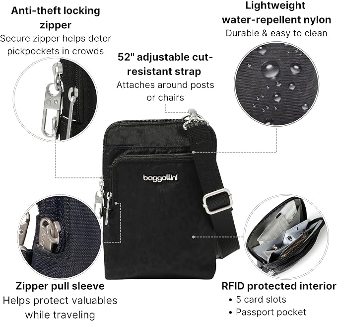 Baggallini Women's Securtex Anti-theft Activity Crossbody Bag