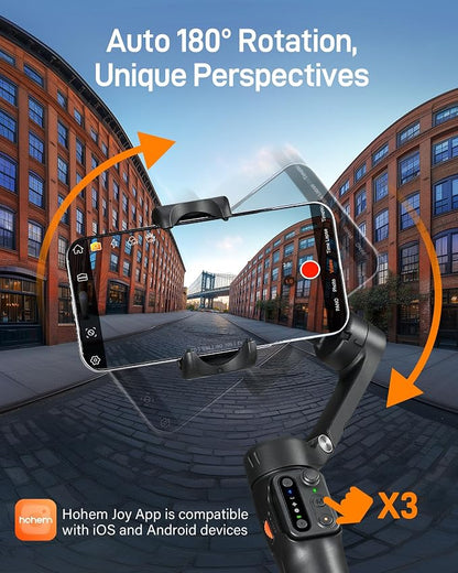 hohem iSteady X3 SE Gimbal Stabilizer for iPhone, Phone Stabilizer with Detachable Remote Control, Portable Foldable 3-Axis Phone Gimbal for Android & iPhone 16 15 Pro Max, Ideal for Travel Vlogging