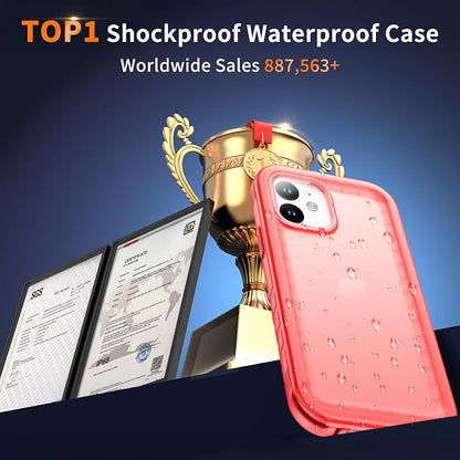 Cozycase Compatible with iPhone 12 Waterproof Case/iPhone 12 Pro Waterproof Case - Full Body Rugged Dustproof Shockproof Case with Built-in Screen Protective Case for iPhone 12/12 Pro 6.1''(Pink)